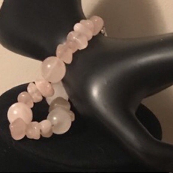 Semiprecious Stone Rose Quartz Crystal Bracelet 8”L Silver Tone Clasp EVC - Picture 6 of 7